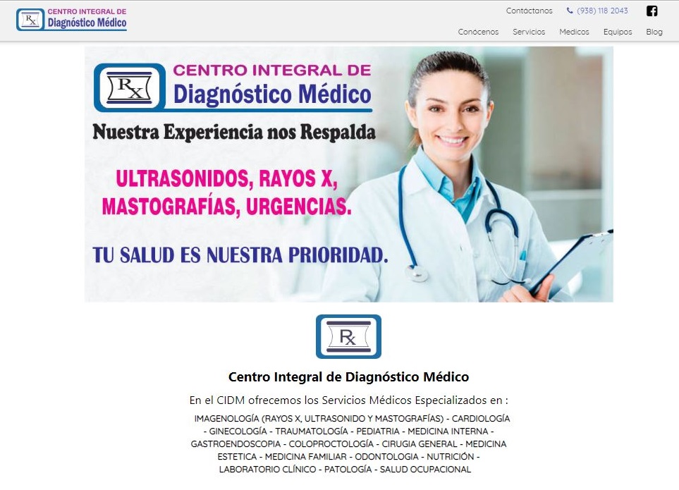 Pantalla de Sitio WEB de www.centroidm.com.mx
